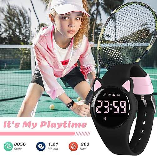 Kids Digital Watches for Girls Boys, Sports Watch with Fitness Tracker, Pedometer, Alarm Clocks, Stopwatch, No App Needed & Waterproof Kids Watch